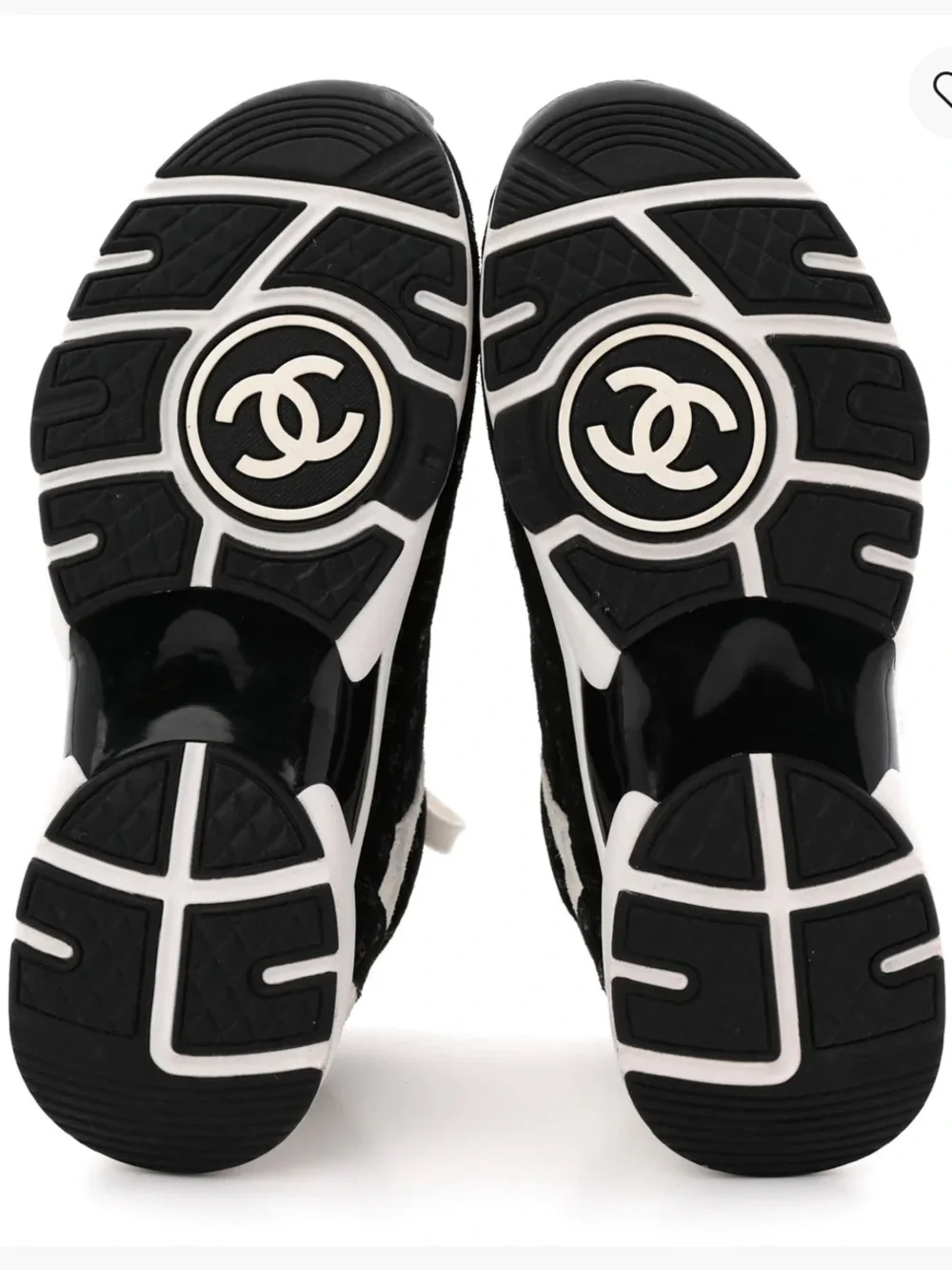 CHANEL Suede Calfskin Black and White CC Logo Sneakers Sz 8 1/2 EU 39